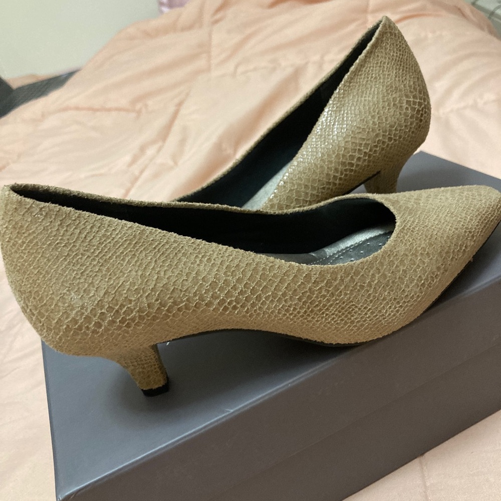 Aubrey Lynn Snakeskin Kitten Heels